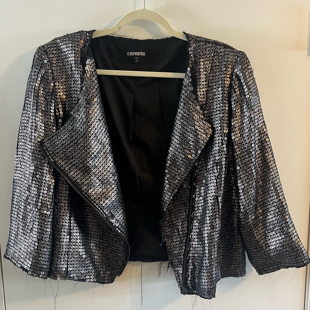 Express Silver Sequin Blazer